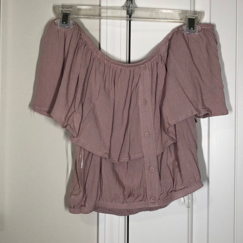 pink strapless top